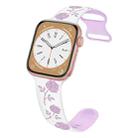 For Apple Watch Series 8 45mm Two-color Rose Engraved Silicone Watch Band(White Purple) - 1