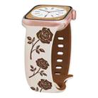 For Apple Watch Series 7 45mm Two-color Rose Engraved Silicone Watch Band(Starlight Caramel) - 2