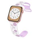 For Apple Watch Series 6 44mm Two-color Rose Engraved Silicone Watch Band(White Purple) - 1