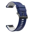 26mm Two Color Carbon Fiber Pattern Silicone Watch Band(Royal Blue White) - 3