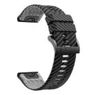 26mm Two Color Carbon Fiber Pattern Silicone Watch Band(Black Grey) - 3