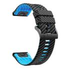 26mm Two Color Carbon Fiber Pattern Silicone Watch Band(Black Sky Blue) - 3