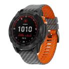 26mm Two Color Carbon Fiber Pattern Silicone Watch Band(Grey Orange) - 1