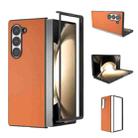 For Samsung Galaxy Z Fold6 PU Leather Black Frame Full Coverage Phone Case(Orange) - 1