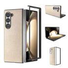 For Samsung Galaxy Z Fold6 PU Leather Black Frame Full Coverage Phone Case(Gold) - 1