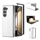 For Samsung Galaxy Z Fold6 PU Leather Black Frame Full Coverage Phone Case(White) - 1