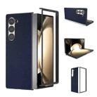 For Samsung Galaxy Z Fold6 PU Leather Black Frame Full Coverage Phone Case(Dark Blue) - 1