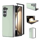 For Samsung Galaxy Z Fold6 PU Leather Black Frame Full Coverage Phone Case(Light Green) - 1