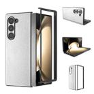 For Samsung Galaxy Z Fold6 PU Leather Black Frame Full Coverage Phone Case(Silver) - 1