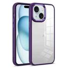 For iPhone 15 Colorful Armor Transparent Phone Case(Purple) - 1