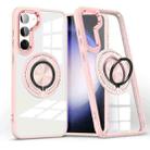 For Samsung Galaxy S23 5G Magnetic Rotating Ring Holder Phone Case(Pink) - 1