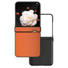 For Honor Magic V Flip Three Parts PU Leather Black Frame Full Coverage Phone Case(Orange) - 1