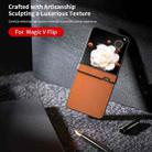 For Honor Magic V Flip Three Parts PU Leather Black Frame Full Coverage Phone Case(Orange) - 3