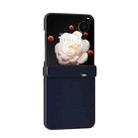 For Honor Magic V Flip Three Parts PU Leather Black Frame Full Coverage Phone Case(Dark Blue) - 2