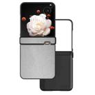 For Honor Magic V Flip Three Parts PU Leather Black Frame Full Coverage Phone Case(Silver) - 1