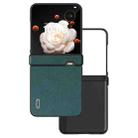 For Honor Magic V Flip ABEEL Three Parts Genuine Leather Luolai Series Phone Case(Dark Green) - 1