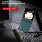 For Honor Magic V Flip ABEEL Three Parts Genuine Leather Luolai Series Phone Case(Dark Green) - 3