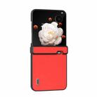 For Honor Magic V Flip ABEEL Three Parts Genuine Leather Luolai Series Phone Case(Red) - 2