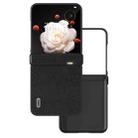 For Honor Magic V Flip ABEEL Three Parts Genuine Leather Luolai Series Phone Case(Black) - 1