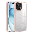 For iPhone 15 Colorful Armor Lens Film Transparent Phone Case(Pink) - 1