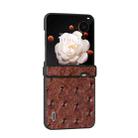 For Honor Magic V Flip ABEEL Three Parts Genuine Leather Ostrich Texture Phone Case(Coffee) - 2