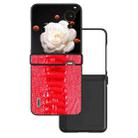 For Honor Magic V Flip ABEEL Three Parts Genuine Leather Weilai Series Phone Case(Red) - 1