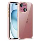 For iPhone 15 Colorful Armor Lens Film Translucent Phone Case(Pink) - 1