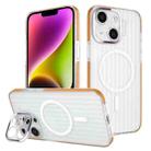 For iPhone 14 Plus Color Edge Lens Holder MagSafe Magnetic Phone Case(Orange) - 1