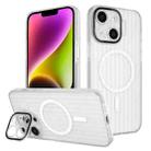 For iPhone 14 Color Edge Lens Holder MagSafe Magnetic Phone Case(White) - 1