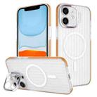 For iPhone 11 Color Edge Lens Holder MagSafe Magnetic Phone Case(Orange) - 1