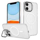 For iPhone 11 Color Edge Lens Holder MagSafe Magnetic Phone Case(White) - 1