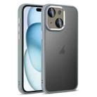 For iPhone 15 Colorful Armor Lens Film Translucent Skin Feel Phone Case(Grey) - 1