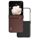 For Honor Magic V Flip ABEEL Three Parts Genuine Leather Xiaoya Series Phone Case(Coffee) - 1