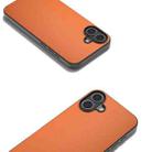 For iPhone 16 PU Leather Black Frame Full Coverage Phone Case(Orange) - 2