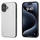 For iPhone 16 PU Leather Black Frame Full Coverage Phone Case(White) - 1