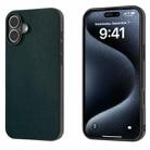 For iPhone 16 PU Leather Black Frame Full Coverage Phone Case(Green) - 1