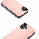 For iPhone 16 PU Leather Black Frame Full Coverage Phone Case(Light Pink) - 2