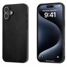 For iPhone 16 Plus PU Leather Black Frame Full Coverage Phone Case(Black) - 1