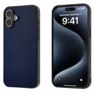 For iPhone 16 Plus PU Leather Black Frame Full Coverage Phone Case(Dark Blue) - 1