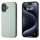 For iPhone 16 Plus PU Leather Black Frame Full Coverage Phone Case(Light Green) - 1