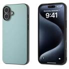 For iPhone 16 Plus PU Leather Black Frame Full Coverage Phone Case(Light Blue) - 1