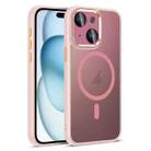 For iPhone 15 Colorful Armor Lens Film Translucent Skin Feel MagSafe Phone Case(Pink) - 1