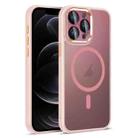 For iPhone 12 Pro Colorful Armor Lens Film Translucent Skin Feel MagSafe Phone Case(Pink) - 1