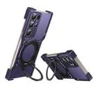 For Samsung Galaxy S24 Ultra 5G Mechanical Arm Borderless MagSafe Holder Metal Phone Case(Purple Silver) - 1