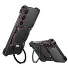For Samsung Galaxy S24 5G Mechanical Arm Borderless MagSafe Holder Metal Phone Case(Black Red) - 1