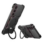 For Samsung Galaxy S25+ 5G Mechanical Arm Borderless MagSafe Holder Metal Phone Case(Black Red) - 1