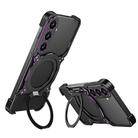 For Samsung Galaxy S25+ 5G Mechanical Arm Borderless MagSafe Holder Metal Phone Case(Black Purple) - 1