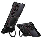 For Samsung Galaxy S25 Ultra 5G Mechanical Arm Borderless MagSafe Holder Metal Phone Case(Black Red) - 1