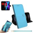 For iPhone 12 / 12 Pro Imitated Mirror Surface Horizontal Flip Leather Case with Holder & Card Slots & Wallet & Lanyard(Blue) - 1