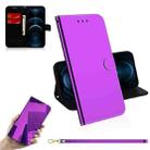 For iPhone 12 Pro Max Imitated Mirror Surface Horizontal Flip Leather Case with Holder & Card Slots & Wallet & Lanyard(Purple) - 1